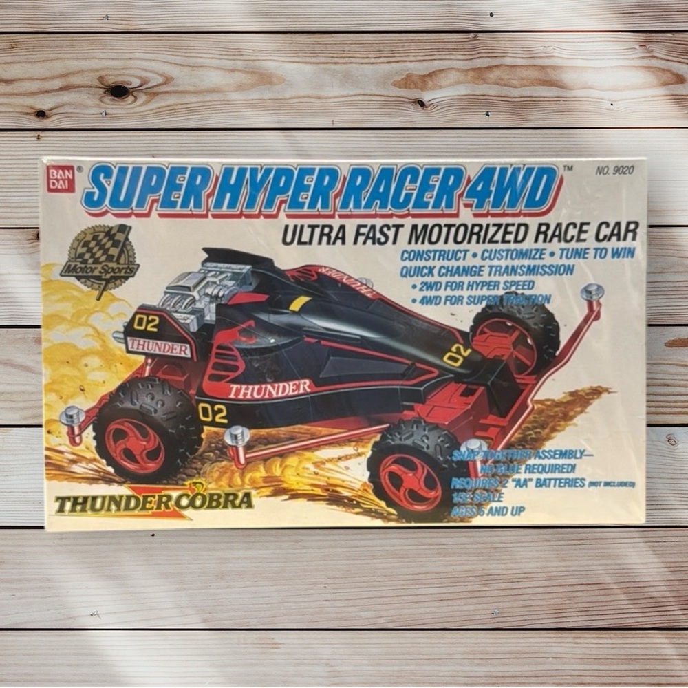 1989 Sealed RARE Bandai Super Hyper Racer 4WD 1/32 Scale #2 Thunder Cobra #9020